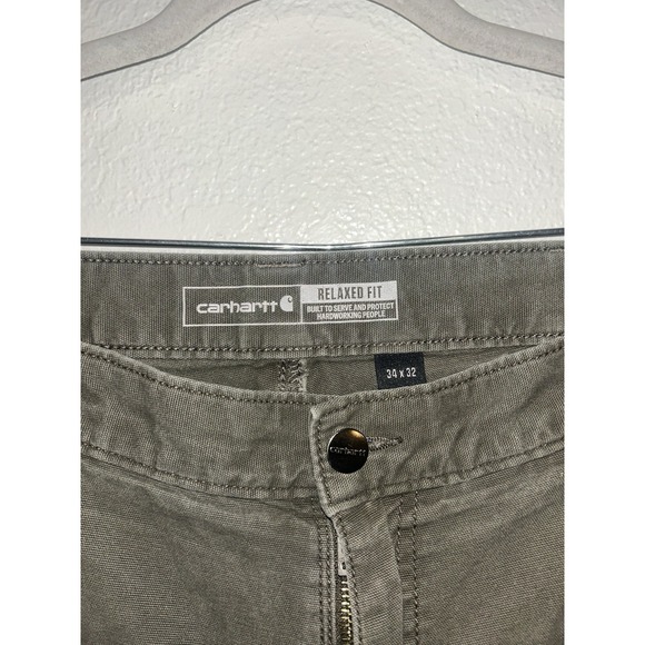 MENS 34x32 - Olive Carhartt Rugged Double Knee Relaxed Fit Utility Pants (924) - Picture 3 of 5